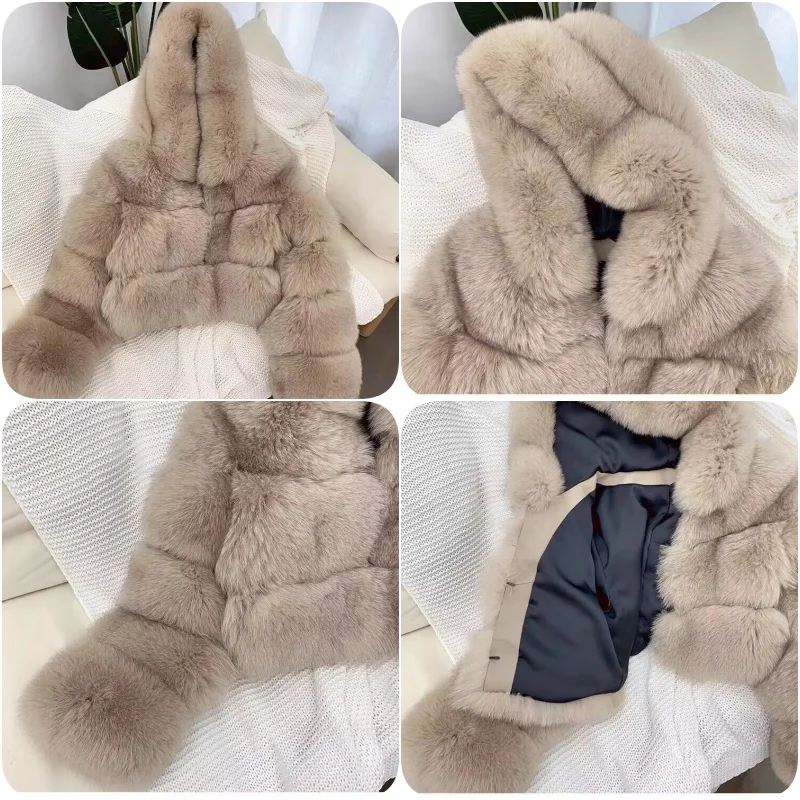 Winter women\'s real fox fur coat warm fox jacket classic fur jacket warm luxury fur jacket sold for 2024 new model