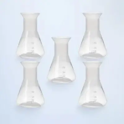 5Pcs Plastic Conical Flasks Clear Measuring Bottles Stable Base Smooth Tools for Chemistry Experiment