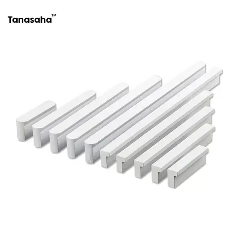 White Cabinet Handles Wardrobes Door Handle Drawer Knobs Handle Aluminum Alloy Kitchen Cupboard Handles Furniture Hardware