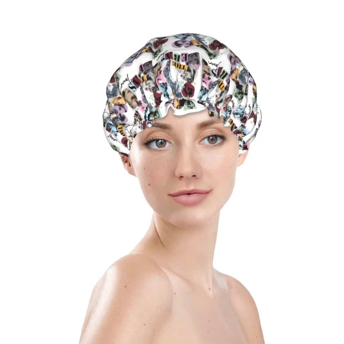 Music Singer Taylor Eras Concert Movie Shower Cap Women Double Layer Elastic Waterproof Bath Hair Caps