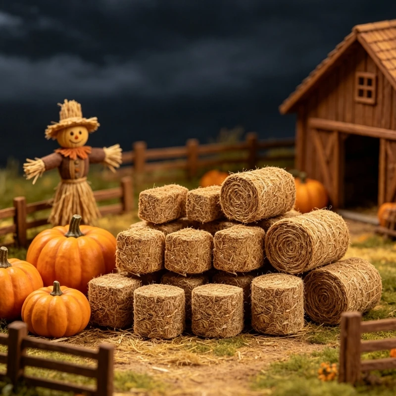 Small Harvest Straw Set for Fall Display, 12 Count Country Mini Touches for Shelves, Entry Tables, Trays and Holiday Table