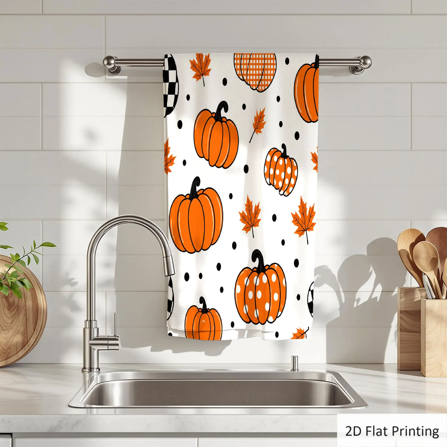 

1Pc Halloween Pumpkins Leaves Checkerboard Orange Bathroom Hand Towel Bath Towel, Multiple Size Microfiber Polyester Towel, Unique Home Decorative Kitchen Towels, Festival Bathroom Accessories Decor, Quick Dry and Absorbent