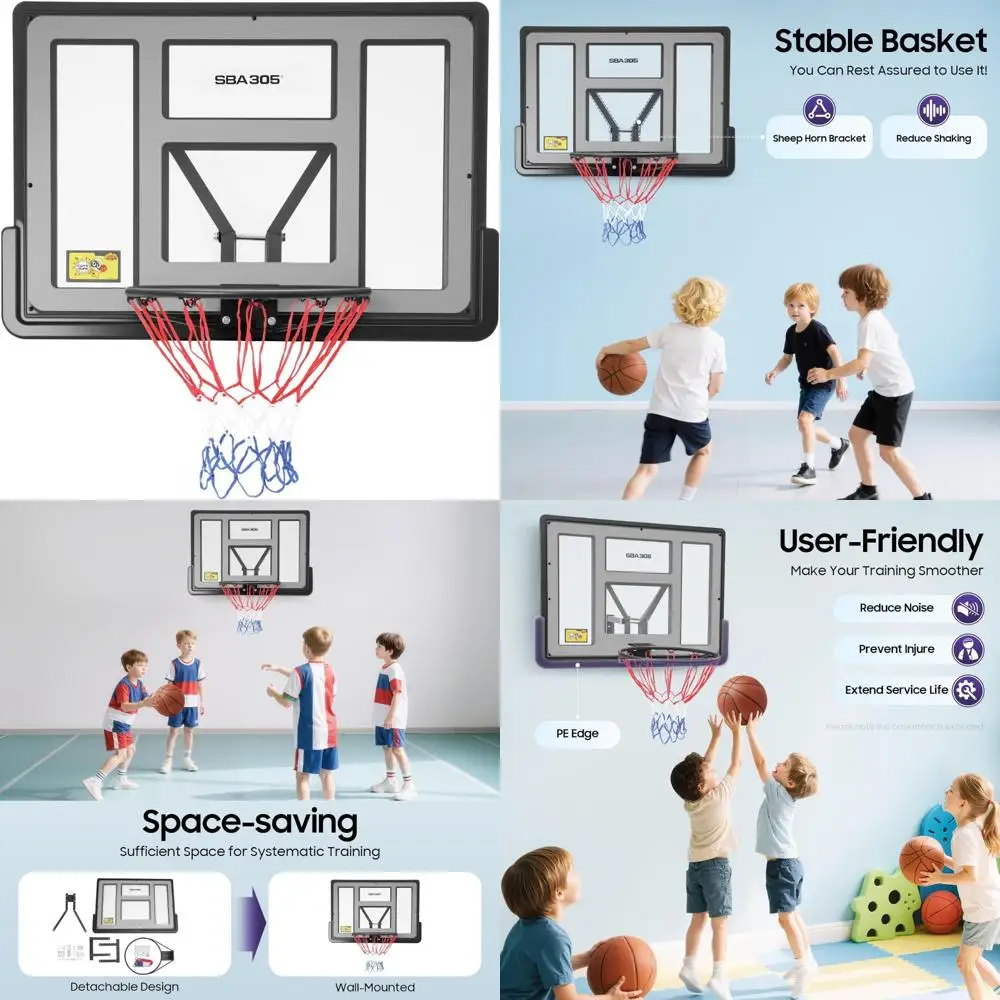 Комбинированное настенное баскетбольное кольцо с небьющейся пластиной из ПЭТ и ободком для школьных соревнований