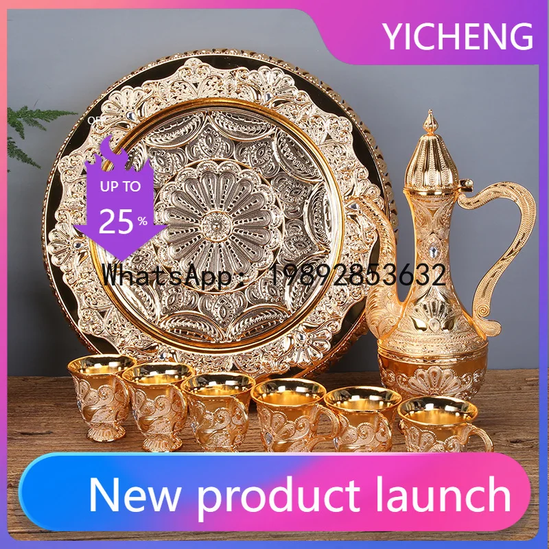 

BJL3Gold And Silver Wine Glass Set Creative Home European Wine Set Metal Jug Wine Divider High-End Russian