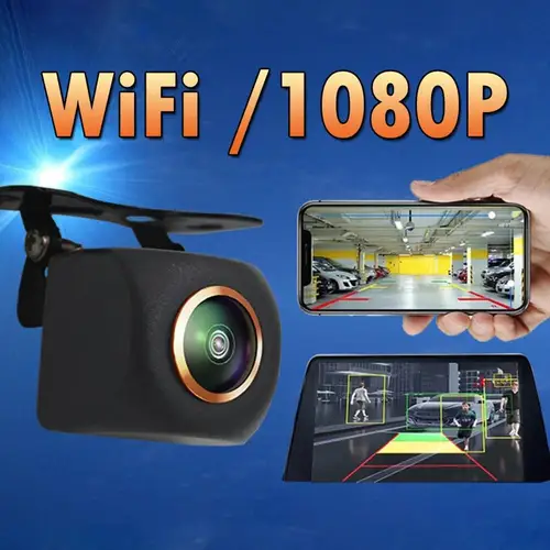 Imagen 2 del producto Cámara de visión trasera inalámbrica Universal de visión nocturna HD 1080P cámara de marcha atrás Wifi impermeable para coche compatible con Android IOS