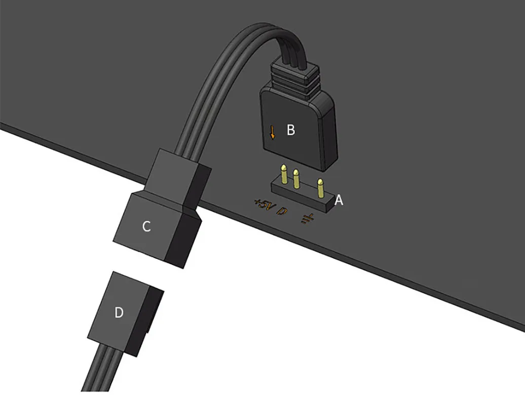 Carrinho 5v rgb placa-mãe controle de luz cabo adaptador de expansão/3pin cabeçote lrc2.0