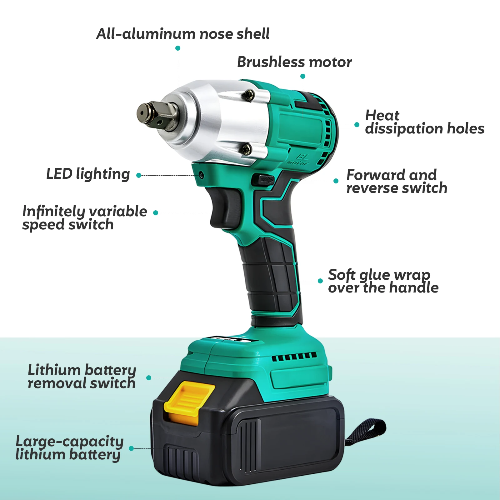 Cordless Impact Wrench 1/2 inch, Brushless High Torque Wrenches 210 Ft-Lbs Right Angle Detent Anvil Impact Drive Set Kit 2 Batte