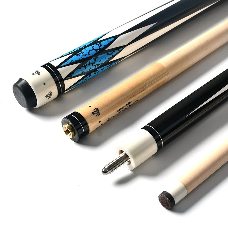 High Quality 57-inch American Style Pool Cue Stick Nine Ball Solid Wood Maple with Stainless Steel Joint Big Head 1/0.1kg Weight
