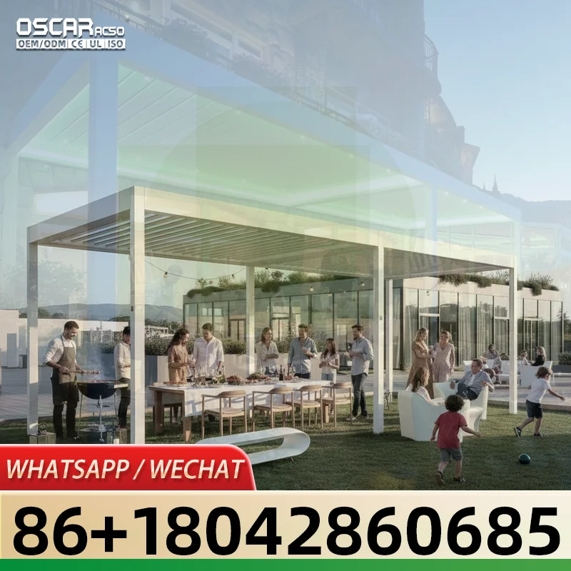 Patio Waterproof Hardtop Gazebo Garden Pergola Aluminium Outdoor Louvered Structure For Backyard Poolside Terrace pergola