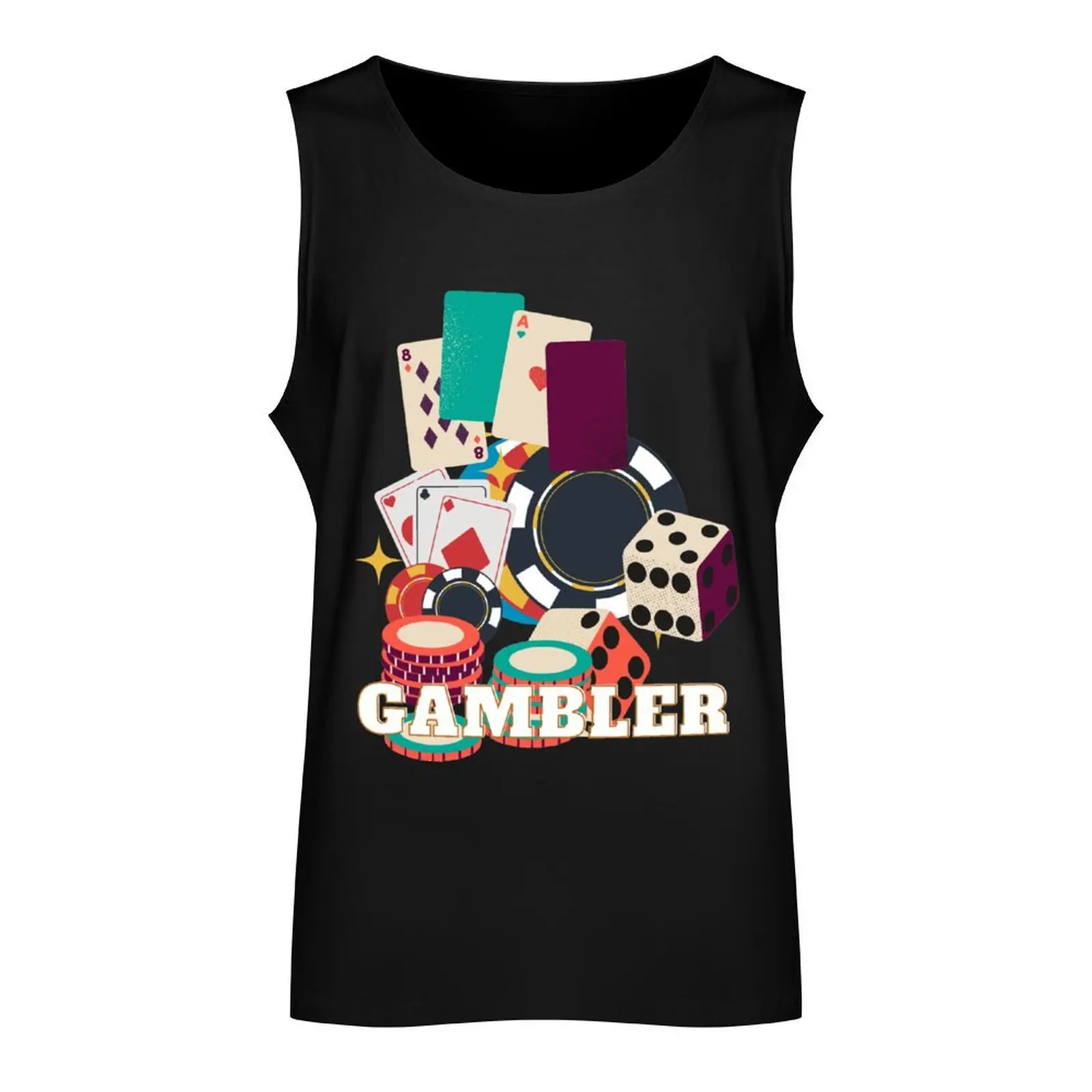 Gambler - Cards, Chips, Dice, Casino Set Tank Top gym shirt man Men's gym articles Men's gym t-shirt Fitness men clothing