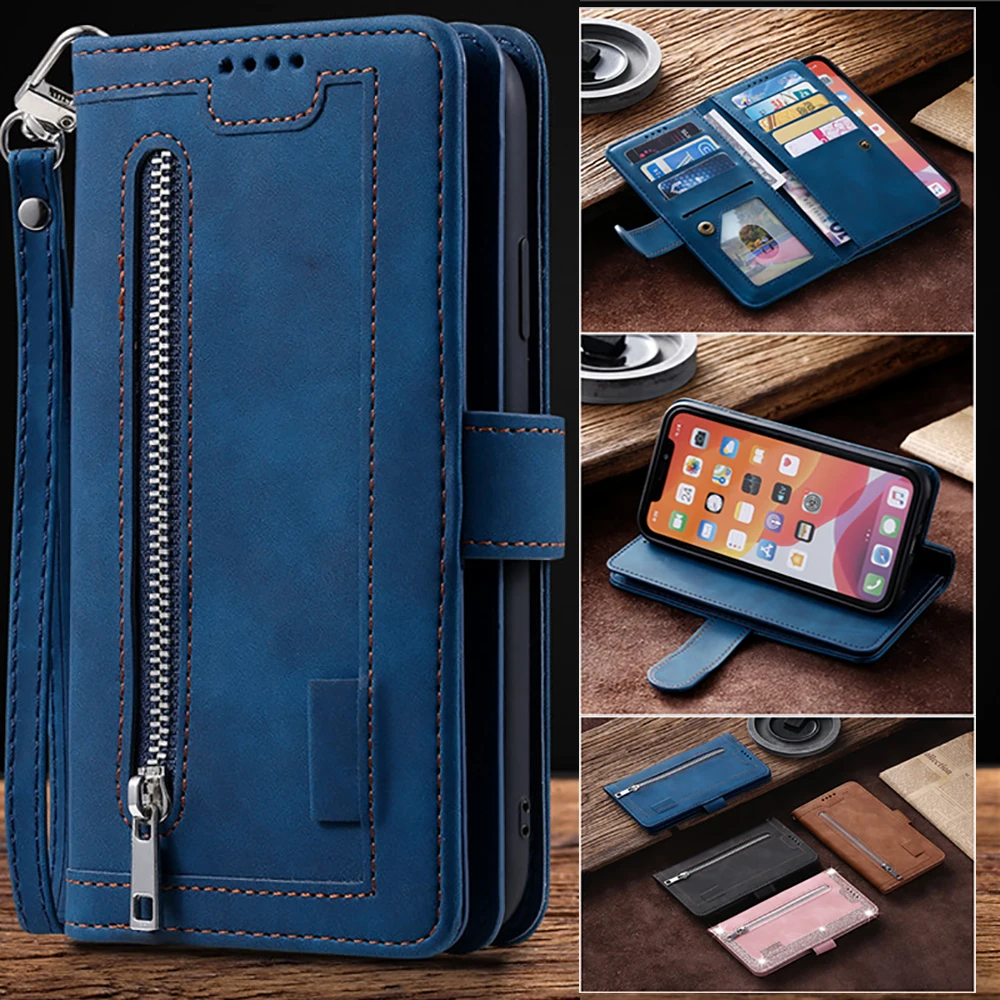 

Edge60 Fusion 5G 2025 флип-чехол для Motorola Edge 60 Pro Multi с 9 картами на молнии, кожаный кошелек Funda Moto Edge 60 Fusion Cover