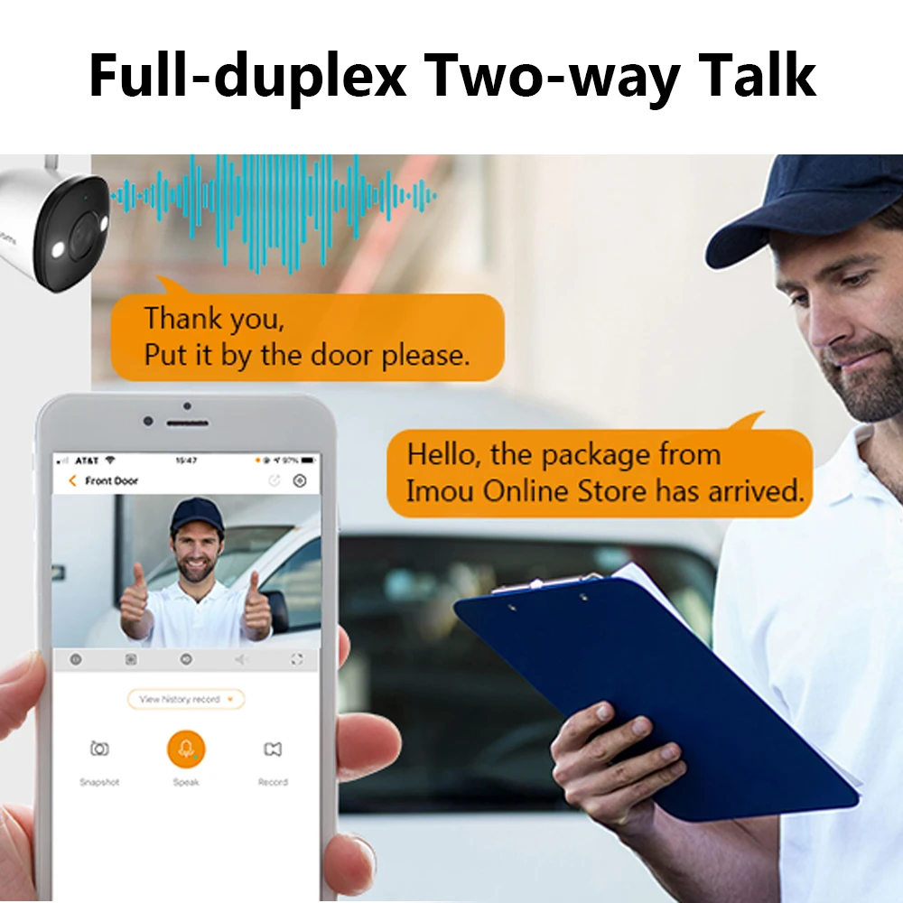 IMOU Outdoor 4MP QHD Full Color Wifi IP Camera Two-Way Talk Active Deterrence Dual Antenna Built-in Hotspot 4-Mode Night Vision