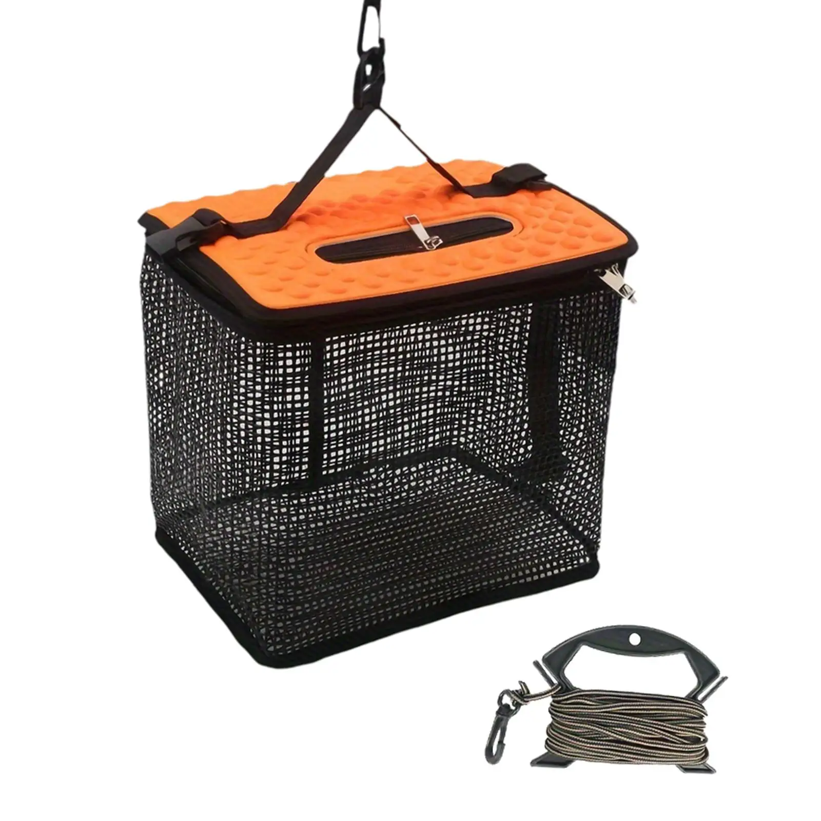 تعويم الأسماك سلة دلو صيد الأسماك حماية النايلون المعاوضة التجفيف السريع طوي حامل الصيد سلة التخزين