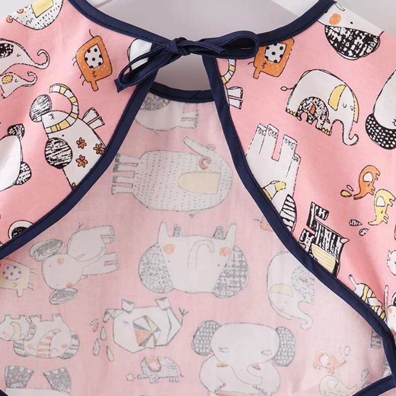 Nieuwe Puur Katoenen Cartoon Manchetten Waterdichte Rijstzak Baby Multifunctionele Eetoverall Unisex Anti-Vuile Reverse Dressing