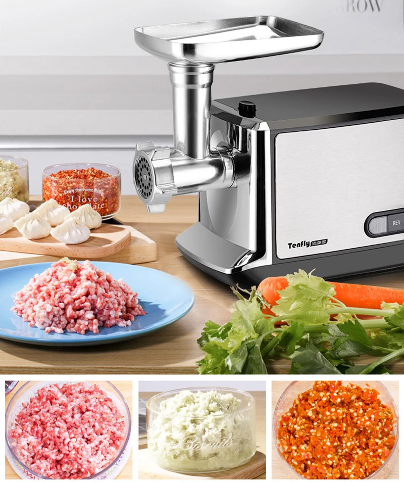 مفرمة اللحم الكهربائية 220 فولت مقشرة الثوم المنزلية آلة طحن الفلفل آلة فرم اللحوم الصلب