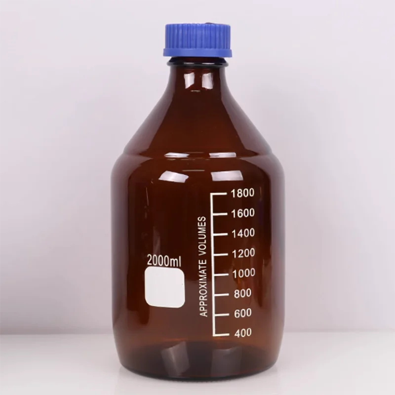

Transparent scale threaded mouth blue cap reagent bottle wide-mouth bottle laboratory sampling bottle glass bottle light-proof