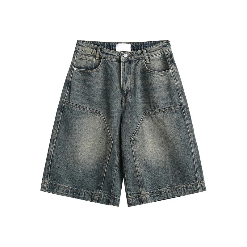 Y2K Shorts Jean Baggy Vintage para homens e mulheres, calças lavadas de perna larga Capri, jeans com barril casual, shorts jeans, corredores grandes