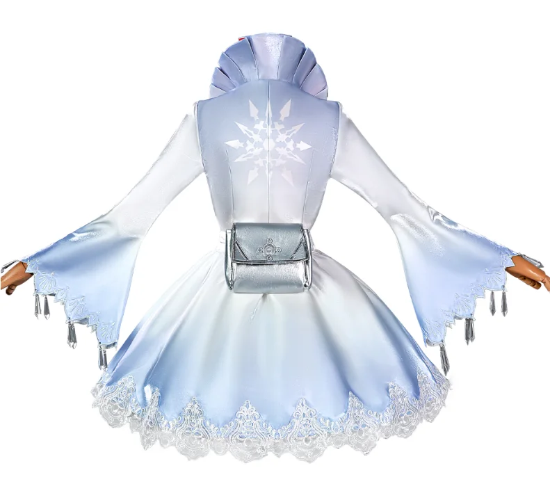 RWBY Anime Weiss Schnee Cosplay Costume White To Blue Gradient Elegance Dress Lace Lolita Girls Halloween Cosplay Costume