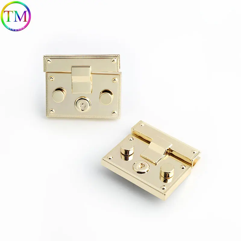 New Style K gold Metal Clasp Turn Lock Twist Lock Square Hanger Clasp Switch Push Locks Closure Accessories For Handbags