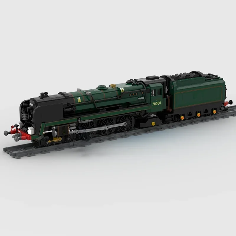 Modello di treno ferroviario Moc Mattoni da costruzione Ferroviario britannico Standard Classe 7 Tecnologia locomotiva Blocchi modulari Regali Giocattoli di Natale