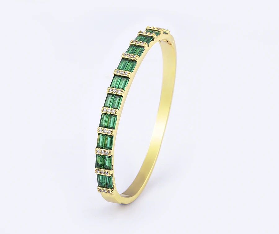 Nidin Neue Luxus Geometrische Zirkon Armband Armreifen Frauen Rosa Grün Blau Kristall Manschette Elegante Hochzeit Erklärung Schmuck – Detail 10