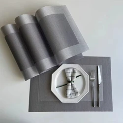 New 4pcs Meal Mats Cloth Placemats Set of 4 Heat-Resistant Table Mats Washable Gray Dining Mat