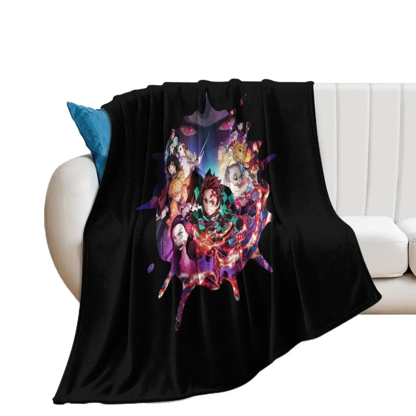 Demon Kimetsu Slayer Adventure Anime Tanjiro Kamado Throw Blanket Flannel Fabric For Decorative Sofa Picnic Blankets