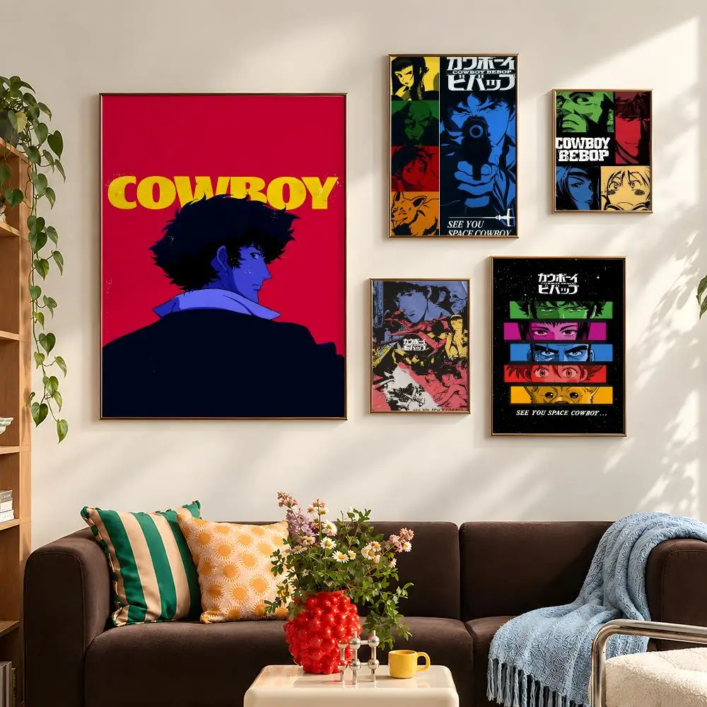 Anime Cowboy Bebop Spike Spiegel Poster Self Adhesive PP Wall Art HD Gaming Room Bedroom Living Room Decor Apartment Gift
