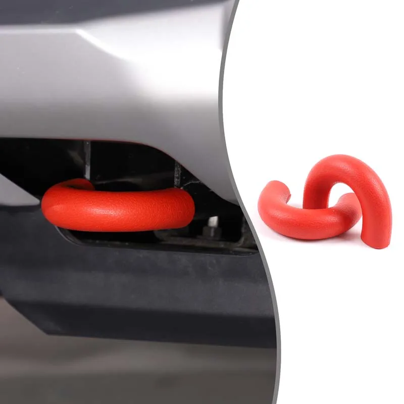 For Ford Ranger 2023+ Car Rescue Trailer Hook TPE Protective Cover Car Front Trailer Ring Protective Cover Red/Black Orange