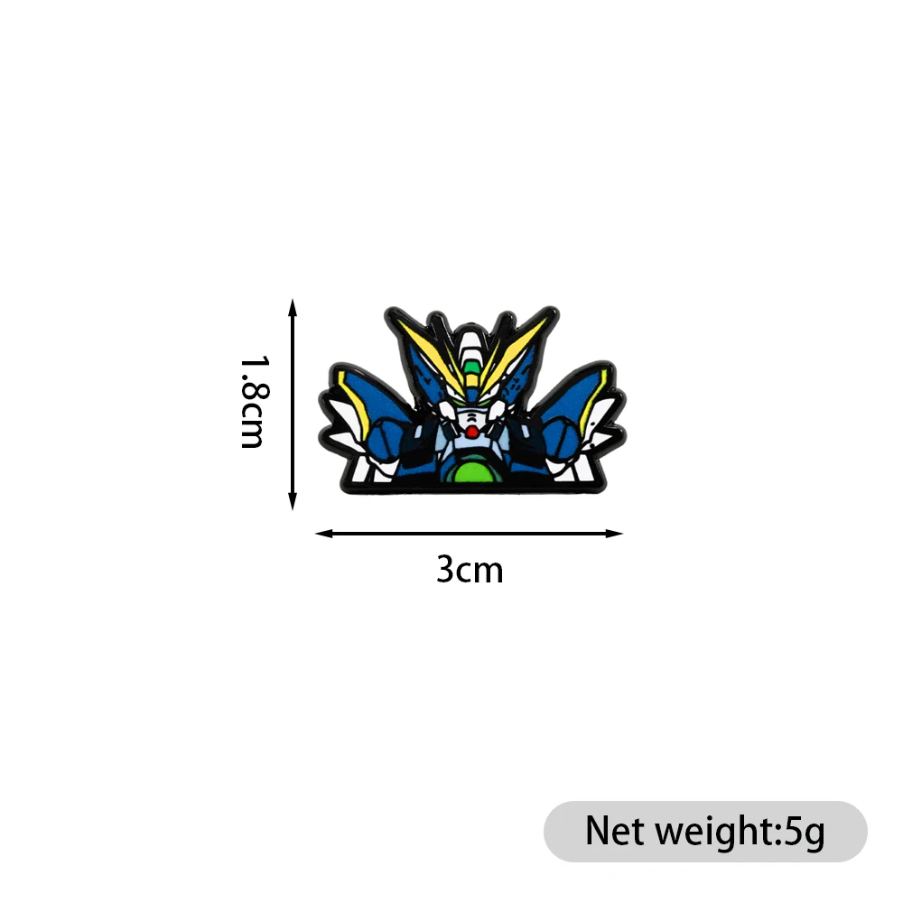 Chibi Japanischer Anime Wing-Zero Emaille-Pin Mecha-Roboter-Brosche Niedliches Ansteck-Abzeichen für Rucksäcke, Hüte, Jacken – Detail 6