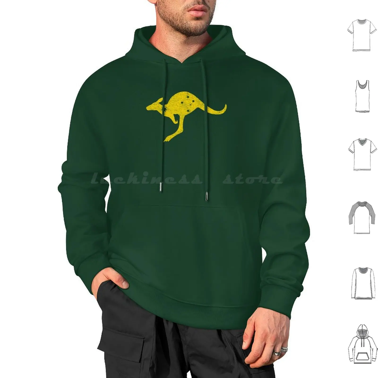 

Australia Kangaroo Aussie Flag ( Distressed Yellow ) Hoodies Long Sleeve Enigmaticone Military Sports Green And Gold