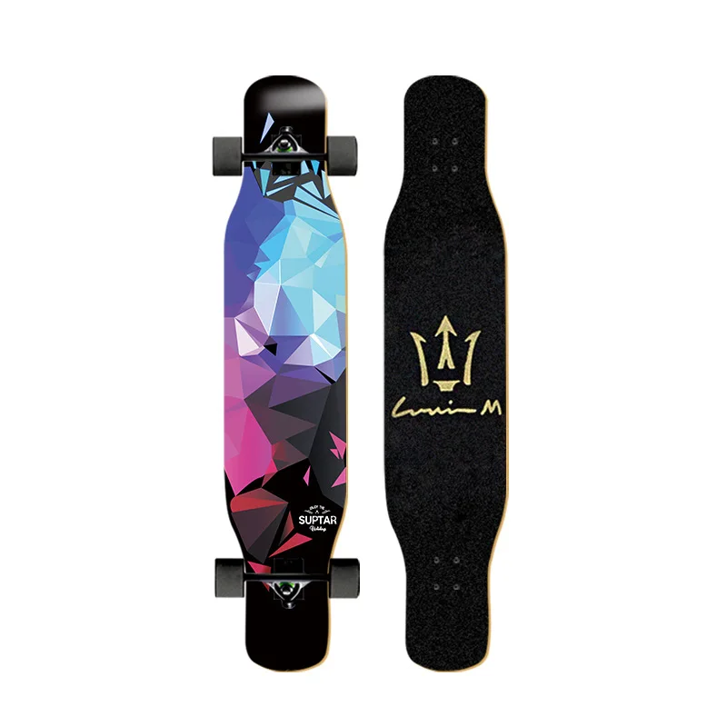 

Longboard Beginner Boys and Girls Adult Professional Double Dancing Board 44in Teen Maple Quad