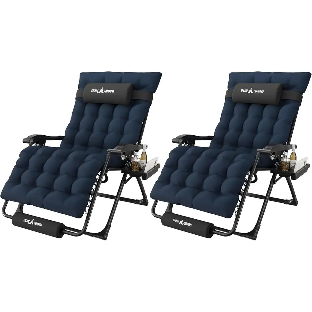

Oversized Zero Gravity Chair, 33''W Reclining Camping Lounge Chair Upgraded Lock and ootrest, olding Patio Recliner with Cup Hol