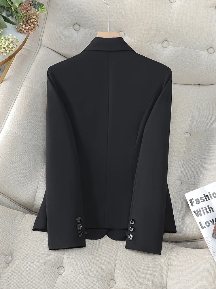 Blazer à manches longues imbibé pour femme, manteau femme, abricot, noir, café, solide, document, un bouton, formel, bureau, veste pour femme, mode