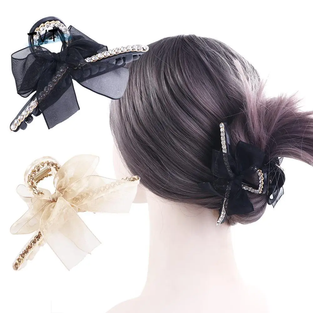 

Women Temperament Bow Knot Net Yarn Korean Hair Accessories Hair Claw Grab Clip Hair Clip