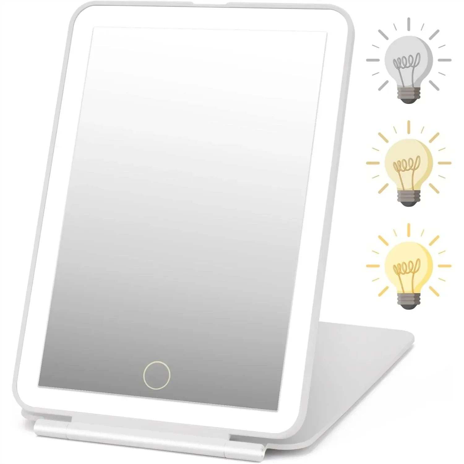 

Rechargeable Travel Makeup Mirror 72 LED Lighted Compact Slim Vanity with 3 Lighting Modes Dimmable Touch Screen for On-the-Go