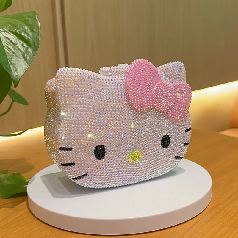 Hello Kitty Storage Box Diy Diamond Jewelry Box Hello Kitty Cartoon Cat Sticky Diamond Desktop Organizing Birthday Gift For Girl