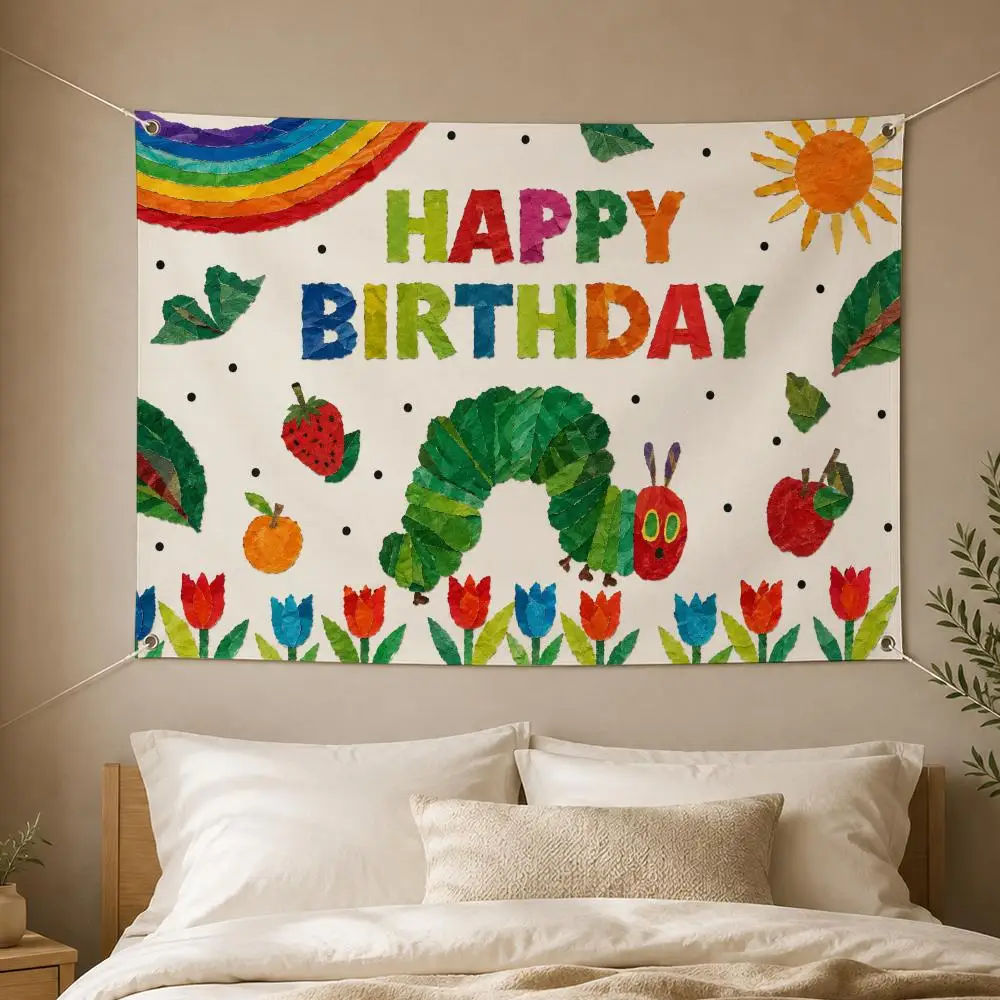 ChildrensThe Very Hungry Caterpillar Flags Decorative Flag Banner for Garden Yard Porch Patio Lawn Outdoor Home Party Wall Decor