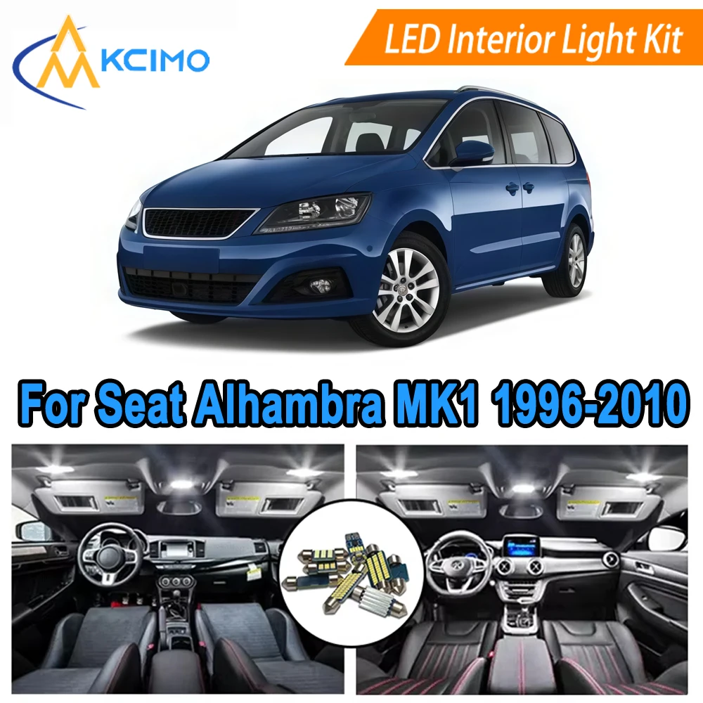 

Super Bright LED Interior Light Kit For Seat Alhambra MK1 7V8 7V9 (1996-2010) Dome Map Door License 6000K LED Interior Bulbs