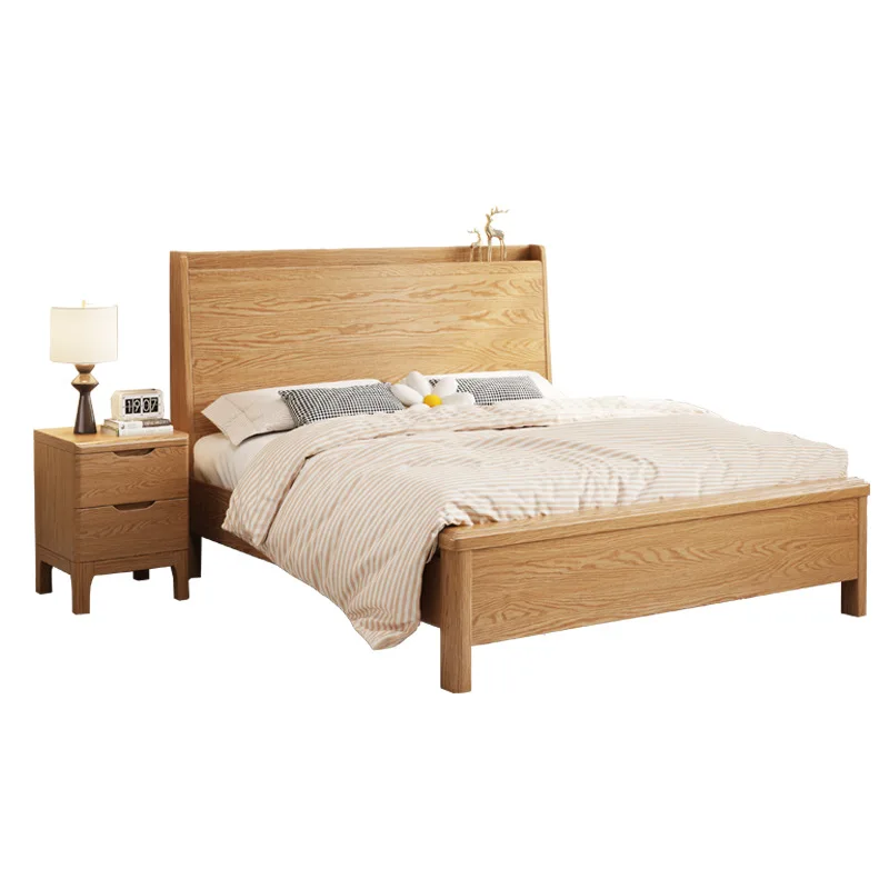 

Red oak solid wood bed, master bedroom, double oak bed