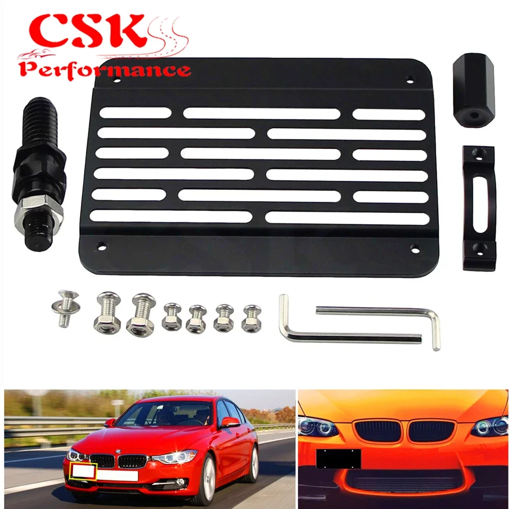 Bumper Tow Hook License Plate Relocator Bracket Fits For BMW E90 E91 3 Series 325i M38 06-13 Black