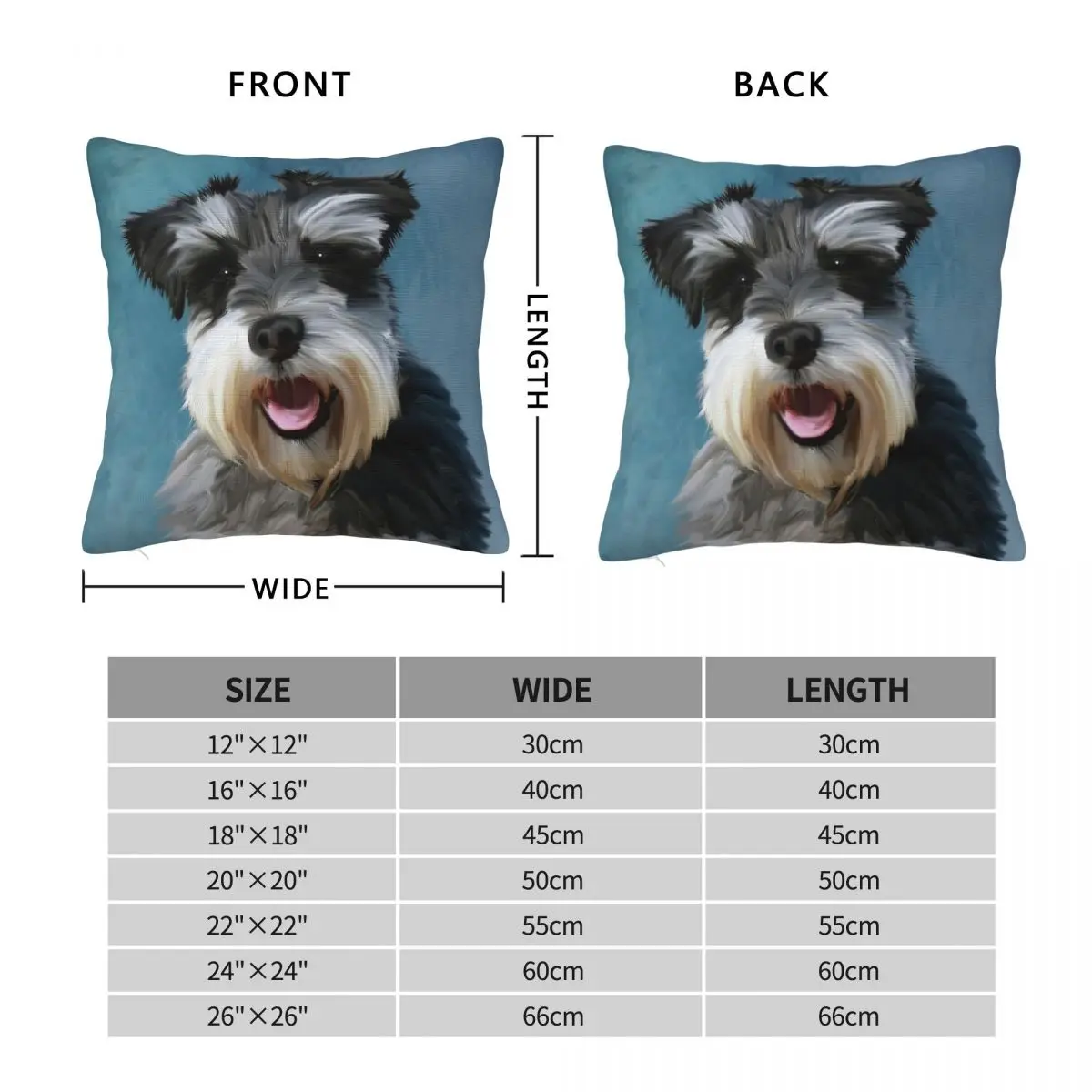 Miniature Schnauzer Dog Art Square Pillowcase Polyester Linen Velvet Creative Zip Throw Pillow Case Home Cushion Cover 45x45