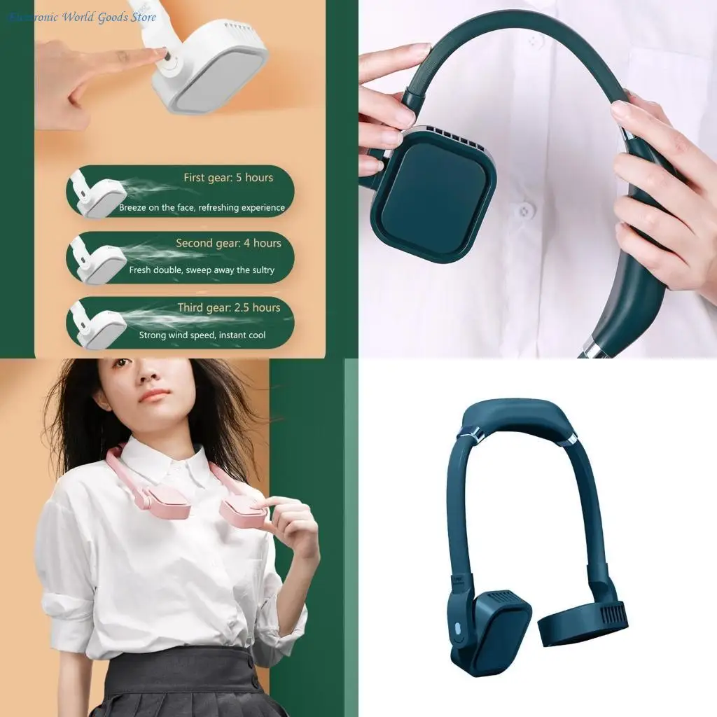 

A3PD Hands-free Hanging Neck Fan USB 4000mAh Portable Summer Air Cooling Bladeless Fan Outdoor Sports Wearable Fan