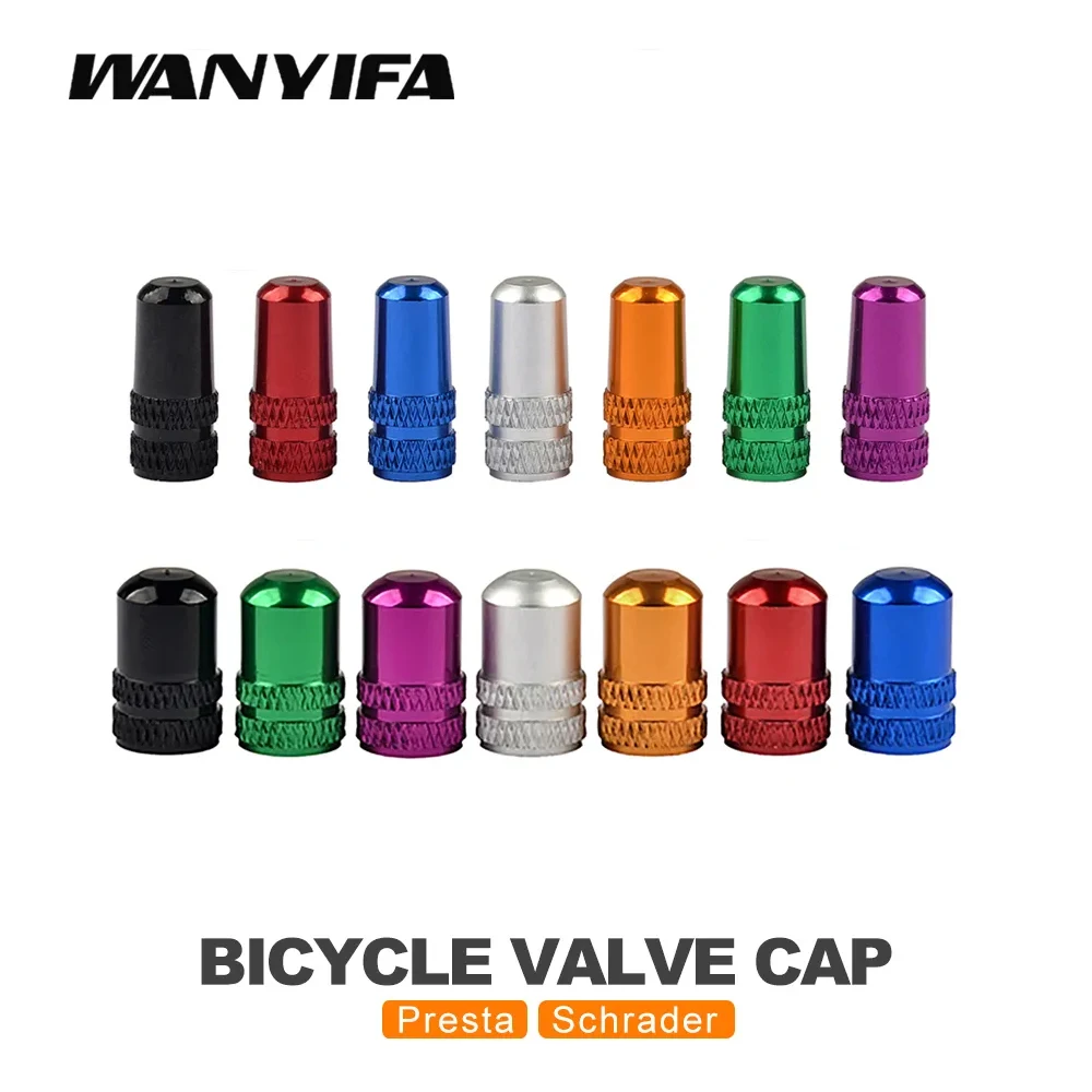 Wanyifa 2Pcs Bicycle Valve Cap Aluminum Alloy  Cap Schrader/Presta Valve Cap Bike Tire Caps With Vacuum Tire Law Mouth Nut Cycli