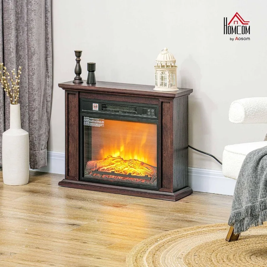 26 Electric Fireplace with Mantel Surround 1400W Replaceable Fireplace Insert Heater with Realistic Log Adjustable Flame Effect