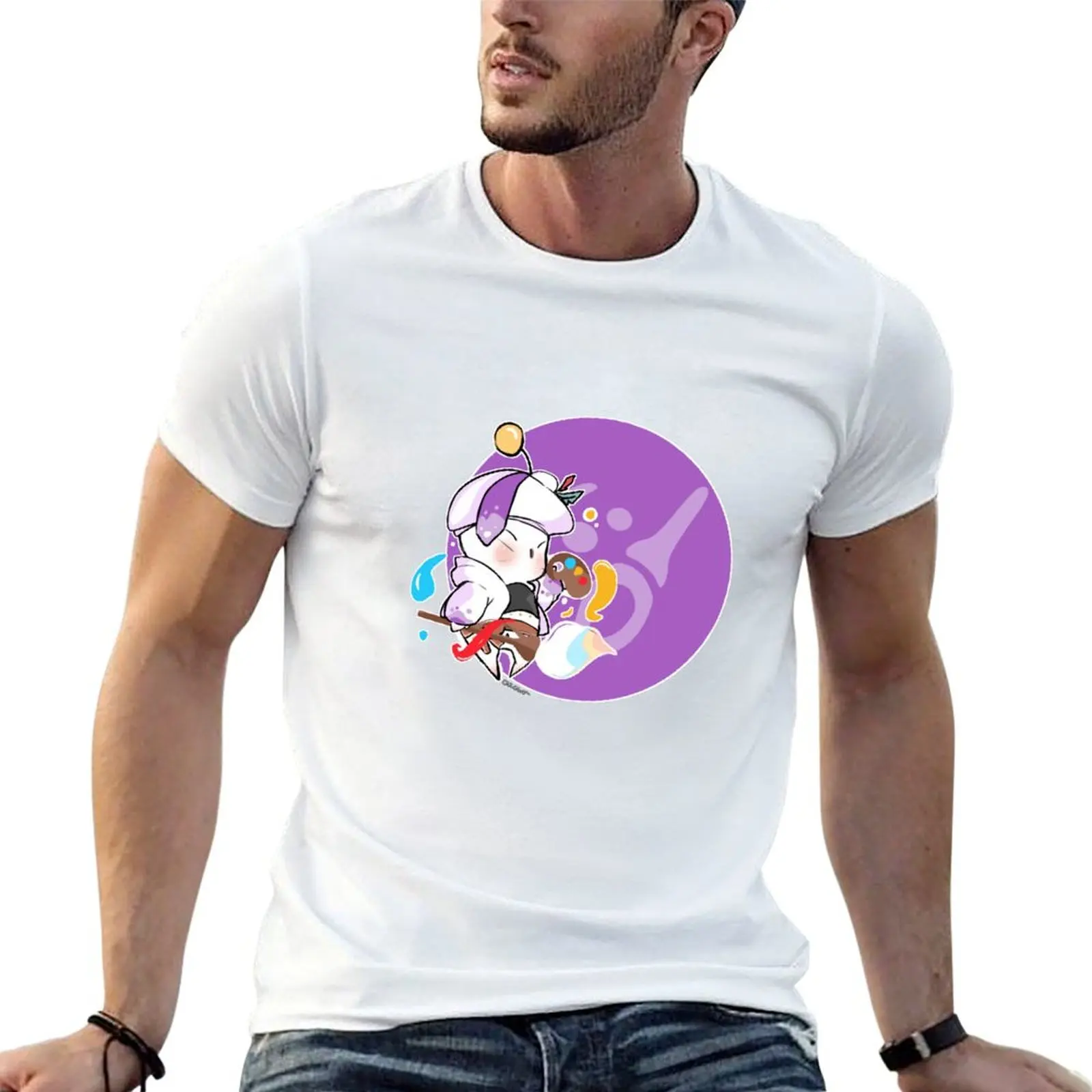 

PICTOMANCER MOOGLE FFXIV T-Shirt cotton t shirt man t shirts for man pack cotton T-Shirt