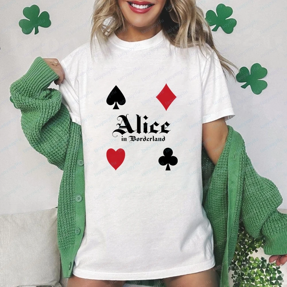 Alice in Borderland Summer Trend Urban Short-Sleeved Men's and Women's Universal Shirt Pattern Large T-Shirt