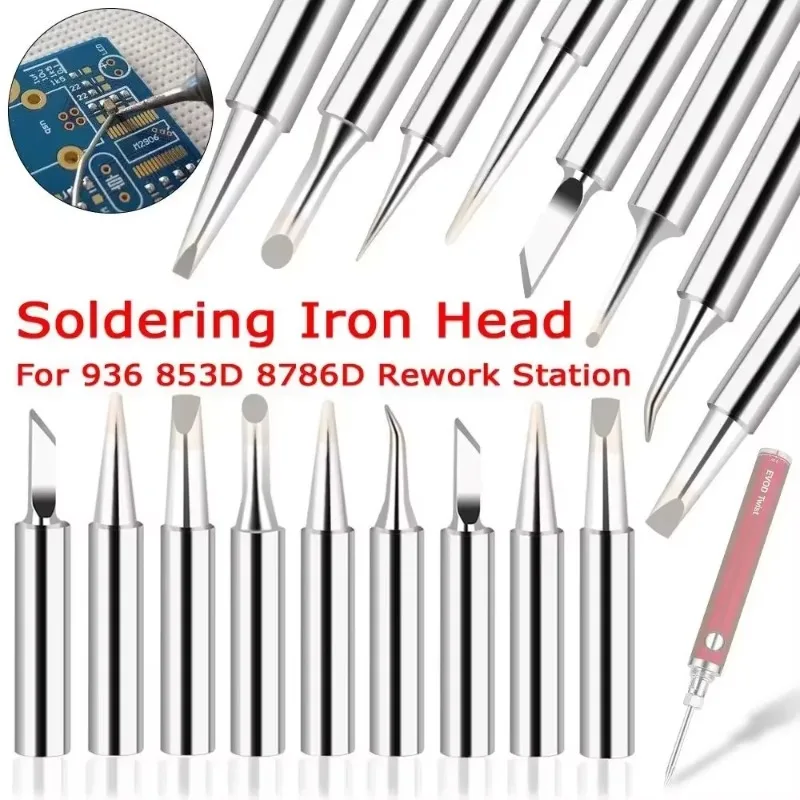 

10Pcs Soldering Iron Head for 936 853D 8786D Rework Station Lead-free Copper Soldering Iron Tip Welding Equipment Tools