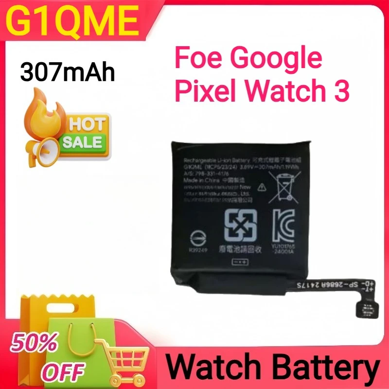 

G1QME GHK2A 307mAh 328mAh Battery For Google Fitbit for Pixel Watch 3 watch battery