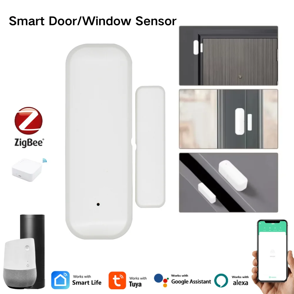 ZigBee Tuya كاشف مستشعر باب النافذة الذكي نظام إنذار أمان المنزل يعمل مع مساعد المنزل Alexa